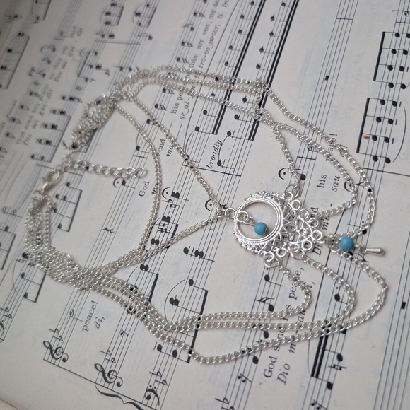 Elegant Silver and Turquoise Layered Ankle Bracelet - Picture 5 of 7